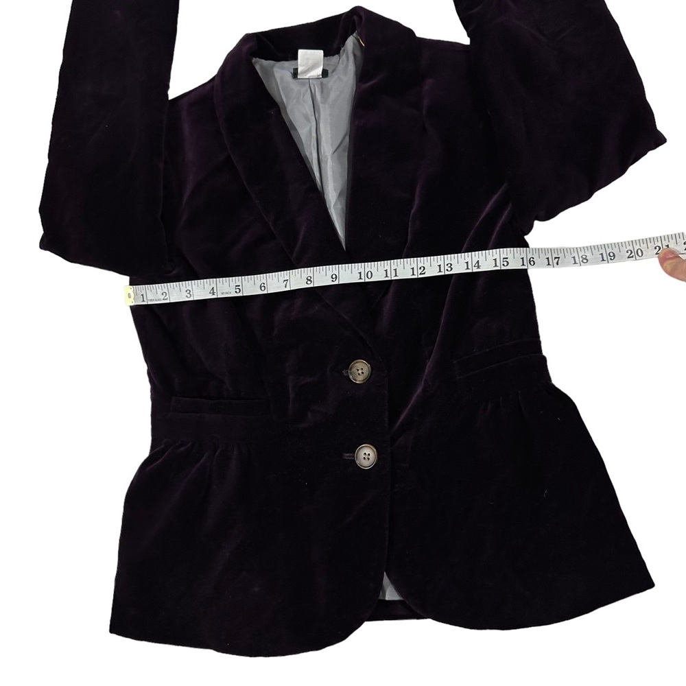 J Crew Plum 2 Button Velvet Blazer Sz 4 Jewel Tone 100% Cotton Lined Jacket EUC - Picture 11 of 15